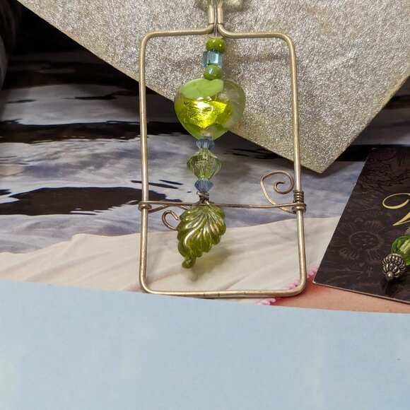 Murano Beads Heart Modernistic Hand Made Wired Green Love Like Butterfly LOVE - Picture 5 of 9